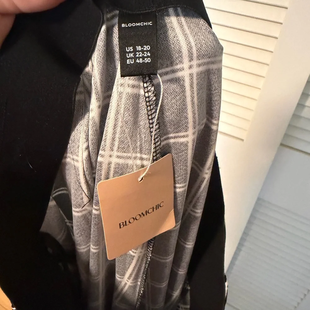 BloomChic Black and Gray Plaid Pants - Picture 2 of 6